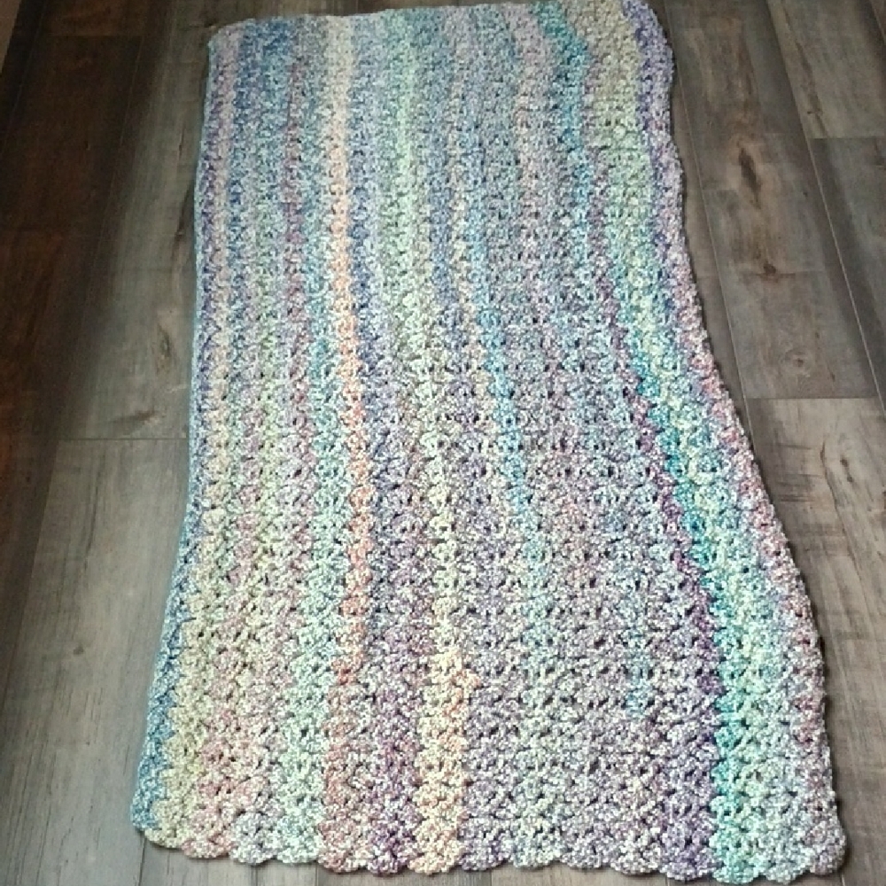 Handmade Pastel Multicolor Crochet Throw Blanket